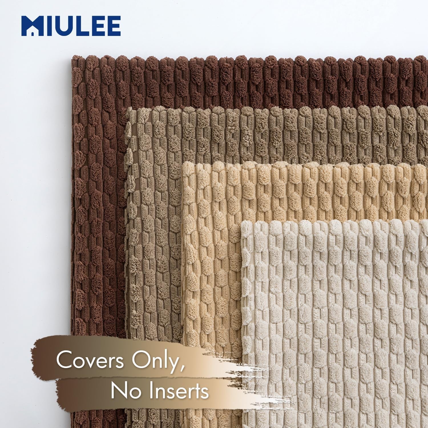 Throw Pillow Covers Soft Couch Decorative Set of 4 Boho Striped Cushion Covers Corduroy Pillowcases Farmhouse Accent Home Decor for Fall Couch Bed Sofa Living Room 18X18 Inch Brown