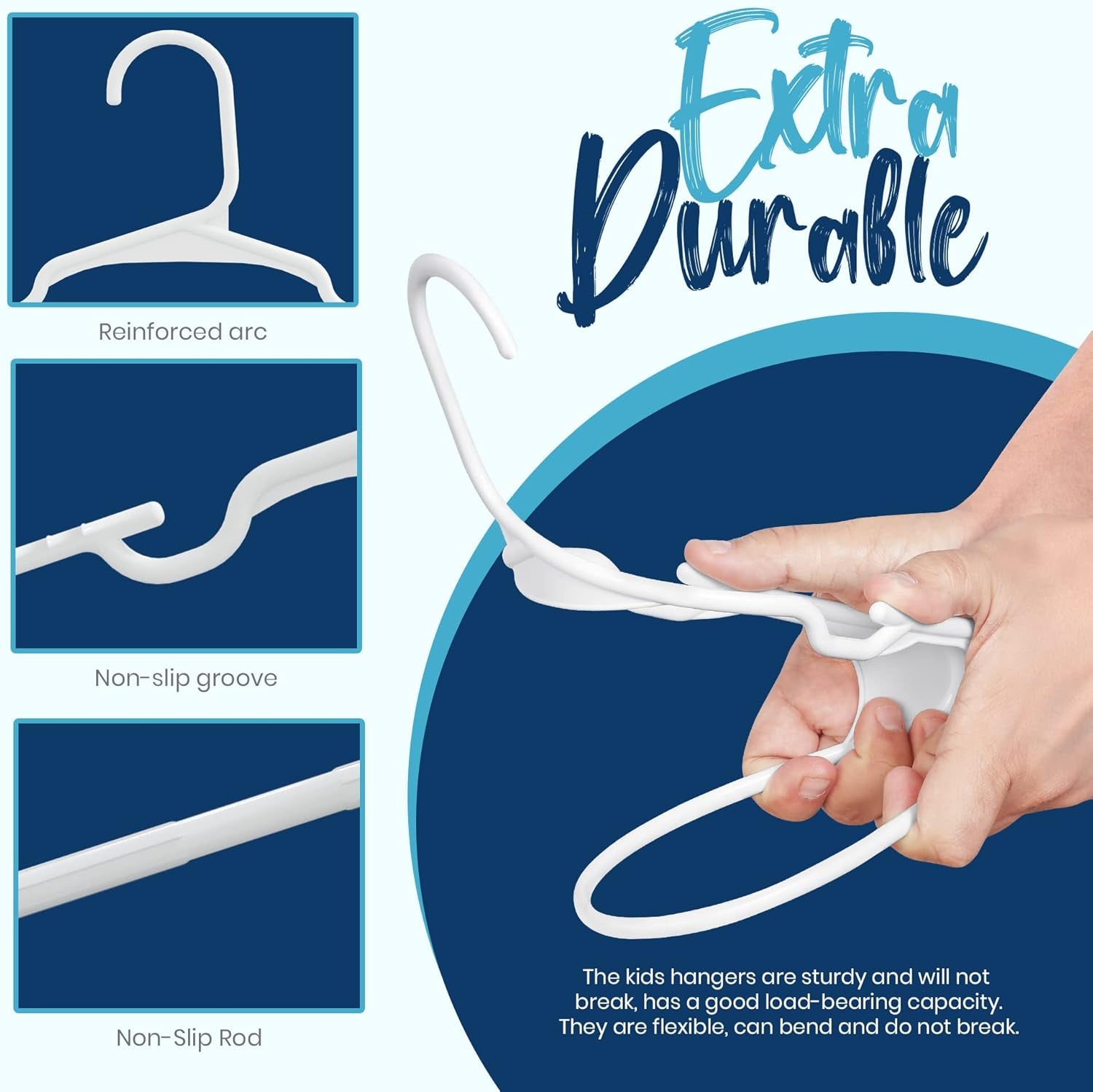 60 Pack Kids Hangers - 11.5 Inch Plastic Baby Hangers for Closet - Childrens Hanger for Clothes & Infant Hanger for Closet (White)