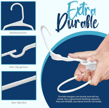 60 Pack Kids Hangers - 11.5 Inch Plastic Baby Hangers for Closet - Childrens Hanger for Clothes & Infant Hanger for Closet (White)