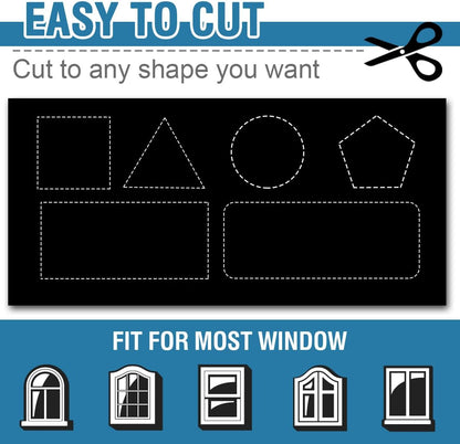 Portable Blackout Curtains for Bedroom 80" X 67", 100% Blackout Blind Curtain for Window No Drill Blackout Roller Shades with Thermal Insulated for Living Room Cut to Any Size, Black