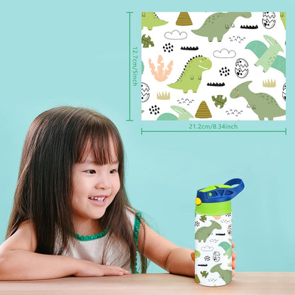 Kids Sublimation Tumbler,12Oz Sublimation Water Bottle Blanks,Straight Stainless Steel Todder Sippy Cup,4Pack Double Wall Insulated Sippy Tumbler with Handle,Shrink Films,Leak Proof