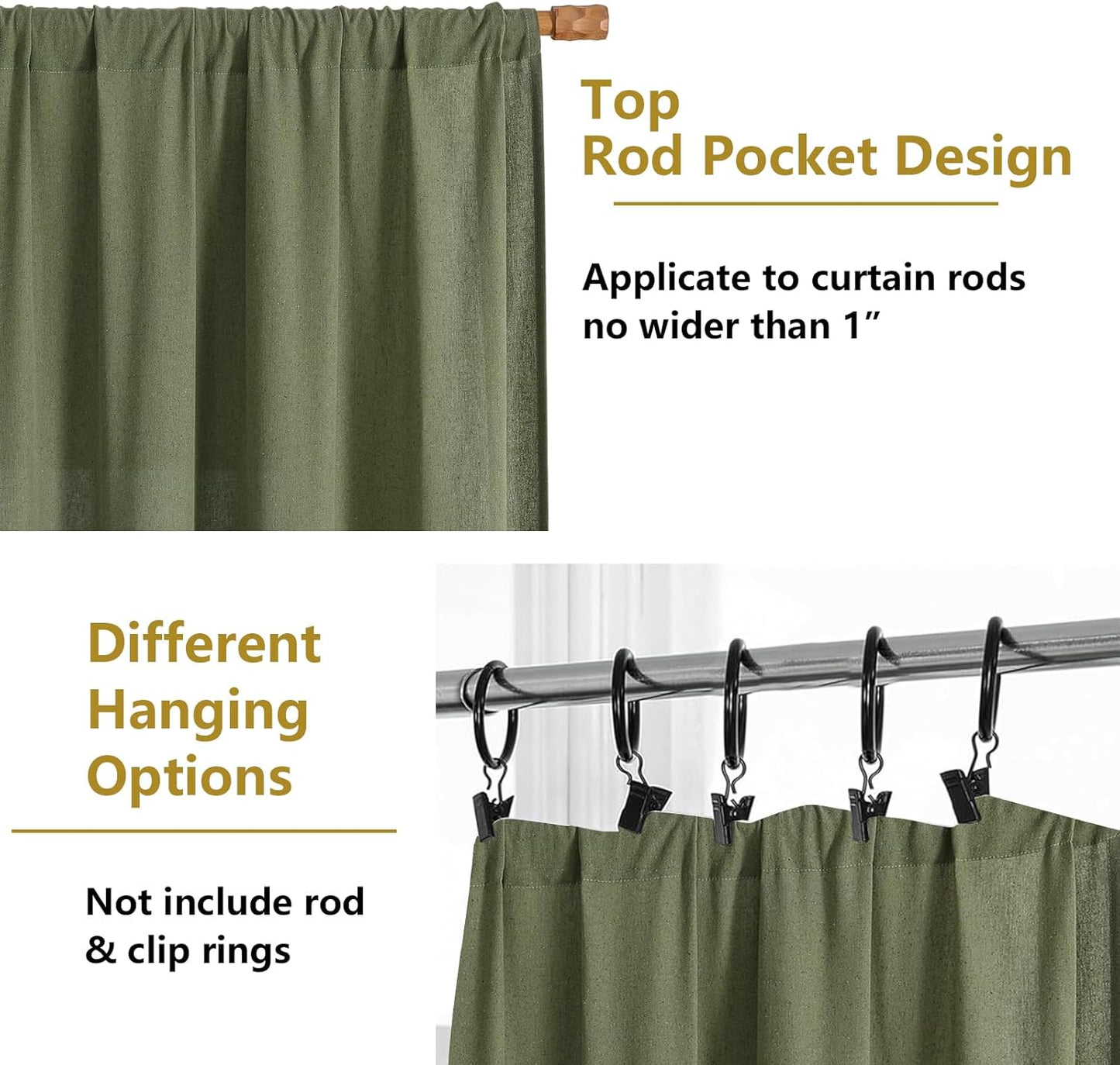 Colin Sage Green Curtains 84 Inches Long for Bedroom Living Room 2 Panels Set, Semi Sheer Light Filtering Soft Linen Textured Curtain, Modern Rod Pocket Drapes, 2 Panels, 42 X 84 Inch