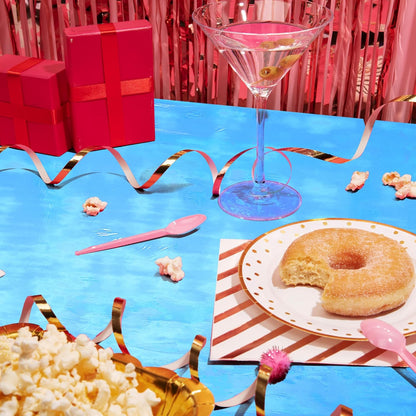 Set of 4 Blue Iridescent Disposable Tablecloths - 40 x 108 Inches Shiny Laser Finish - Holographic Plastic Table Covers for Party Decorations, Weddings, and Banquets