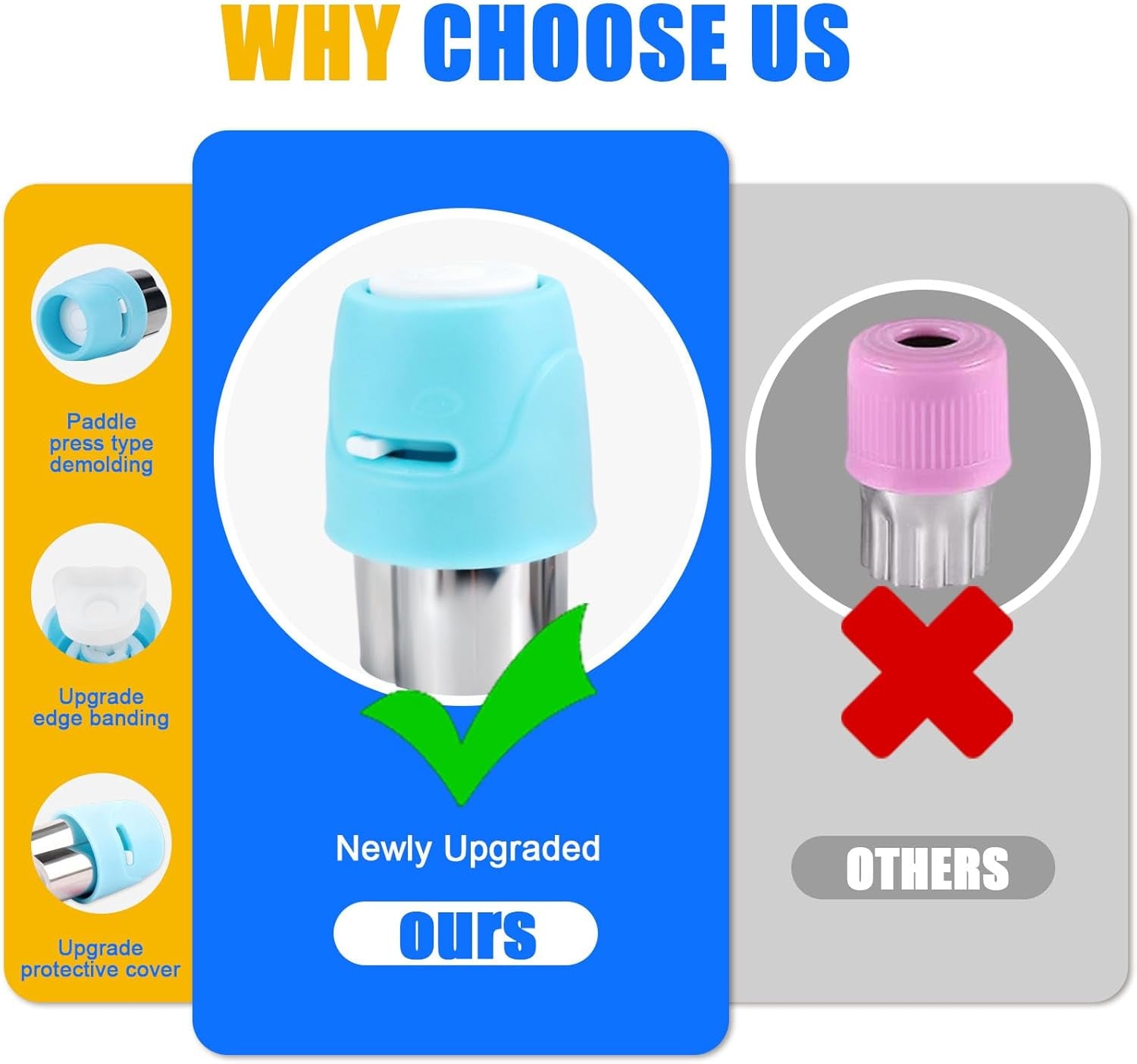 20Pcs Biscuit Cutter & Cookie Cutters Set - Multi-Shape Fruit/Vegetable Cutters for Kids Lunch Accessories, Food-Grade Stainless Steel Molds for Home Baking (BLUE)