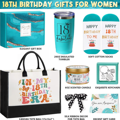 18Th Birthday Gifts for Girls, Unique Gifts for 18 Year Old Girl Birthday Gifts Ideas for Women Teen Girls Sister Daughter Friends Female, Happy 18Th Birthday Gifts Basket for 18 Year Old Girl Present