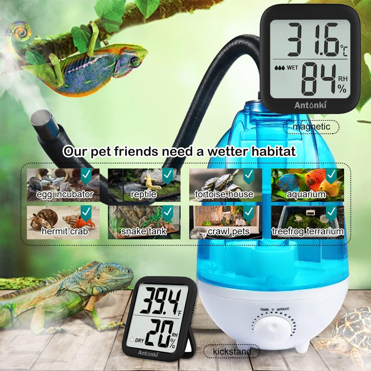 Pack of 4  Room Thermometer Indoor Hygrometer, Humidity Gauge, Humidity Meter, Digital Temperature and Humidity Monitors for Home, Baby Room, Terrarium, Incubator - 4 Pack (2 White+2 Black)