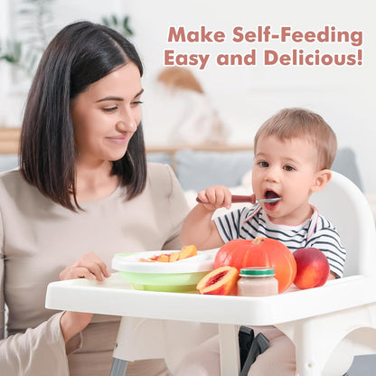 8-Piece Toddler Spoon Set - Safe and Durable Silicone Handle Utensils for Self-Feeding, Made from Food-Grade 18/8 Stainless Steel, Dishwasher Safe with Anti-Choke Design