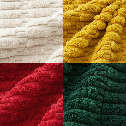 Pack of 4 Boho Farmhouse Dark Green and Yellow Corduroy Decorative Throw Pillow Covers 18X18 Inch Retro Soft Striped Pillow Covers Home Decor for Sofa Living Room Couch Bed