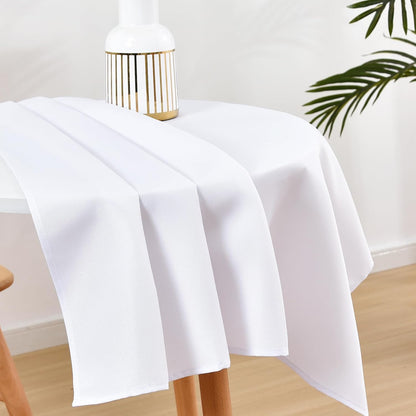 Small Square Tablecloth 36 X 36 Inch Washable Fabric Table Cloth Solid White Table Cover for Nightstand End Bedside Tables Tabletop Decoration