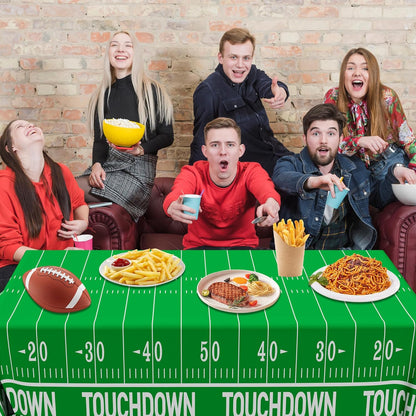Football Party Decorations - 2PCS Touchdown Tablecloths, Disposable Tablecloths, Plastic Table Cover, Touchdown Theme Table Runner for Game Day, Birthday Party Supplies