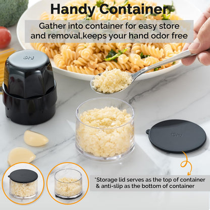 Garlic Crusher Press, Easy Twist Garlic Mincer Grinder for Fast Crushing & Chopping, Bpa-Free, Dishwasher Safe, Versatile Kitchen Tool Also for Ginger, Herbs, Nuts, and More, Black