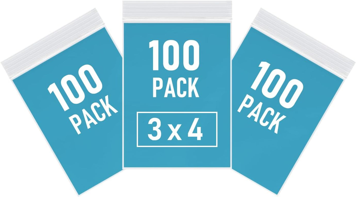 300 PCS Small Plastic Bags, 3 X 4 Inch Small Zip Bags, Transparent Jewelry Bags Reclosable, Clear Mini Baggies, Resealable Lock Poly Bags for Pill, Beads, Screws, Packaging