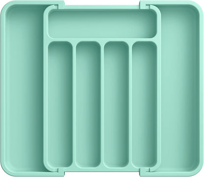 Silverware Organizer - Expandable Kitchen Drawer Organizer, Adjustable Utensil Organizer, Cutlery Tray for Forks, Knives, Multipurpose Kitchen Organizers and Storage Solution, Green, Medium