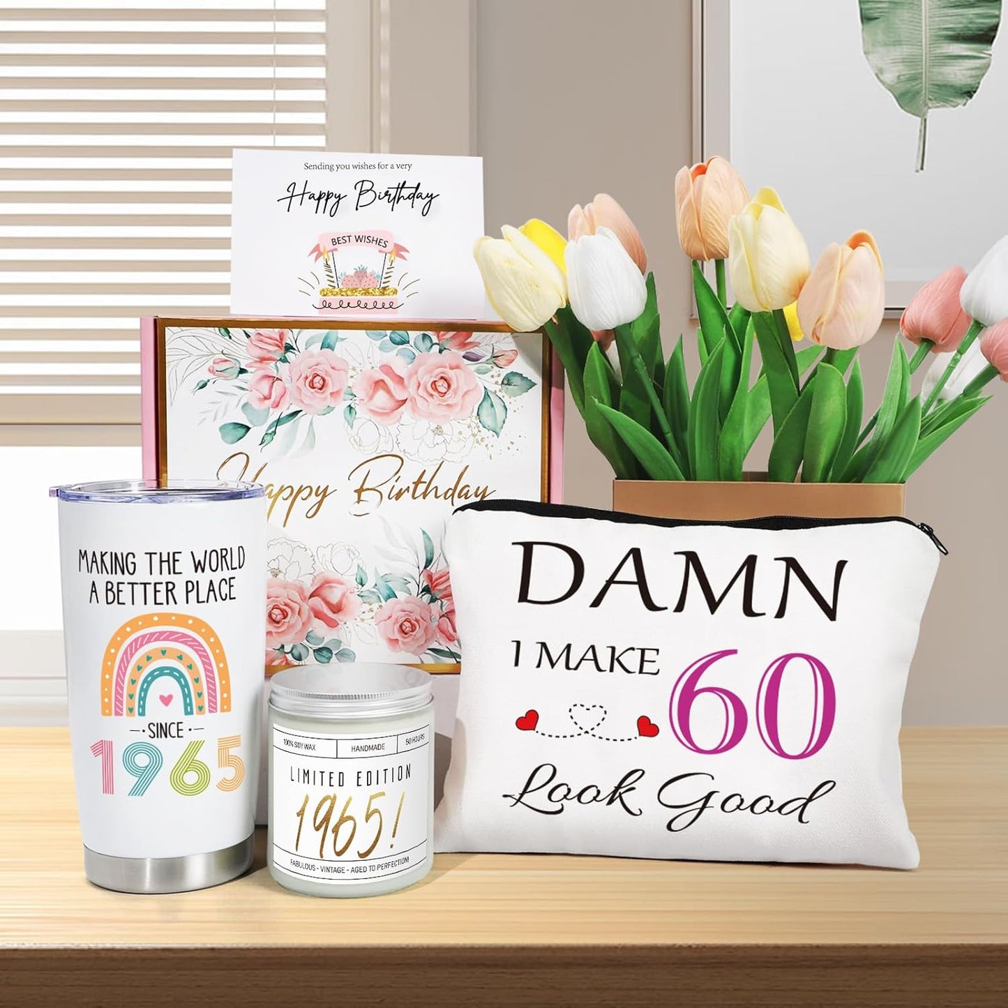 60Th Birthday Gifts for Women, 60Th Birhtday Gifts for Her, Women 60 Gifts, 60Th Gift Baskets, Unique Funny 60Th Birthday Ideas, 60 Years Old Gifts for Sister Friend Mom Wife Coworker Born in 1965