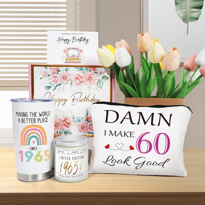 60Th Birthday Gifts for Women, 60Th Birhtday Gifts for Her, Women 60 Gifts, 60Th Gift Baskets, Unique Funny 60Th Birthday Ideas, 60 Years Old Gifts for Sister Friend Mom Wife Coworker Born in 1965