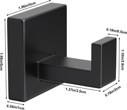 2 Pack Robe Towel Hooks for Bathrooms Matte Black Coat Hooks for Hanging Stainless Steel Heavy Duty Wall Mounted Shower Hooks Wall Hooks for Kitchen Bedroom,Hotel,Pool (Drilling)