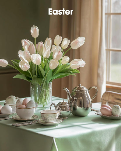 Plastic Table Cloth Disposable 10 Pack, 52 X 70 Inch Table Cloths, Easter Party, Decorative Tablecloths, Rectangle, Light, Pastel Plastic Cover, Waterproof & Sturdy, Sage Green