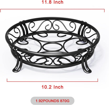 Metal Plant Stand for Outdoor Indoor, Heavy Duty Flower Pots Holder Rustproof Wrought Iron Planter Stands Garden round Supports Rack for Planter 11.8 Inches, Bronze Black