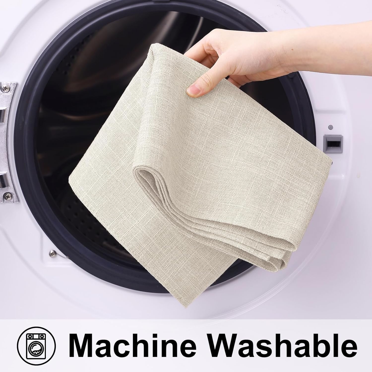 Cream Cloth Table Runner – Cotton Linen Blend Washable Farmhouse Dining Table Runner for Indoors & Outdoors, Easy to Clean, 14" X 72"