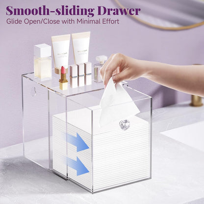 Clean Skin Club Face Towels Holder - Stackable Acrylic Organizer Compatible with Clean Skin Club Towel XL, Bathroom Vanity, Dresser Holder, Dustproof Multipurpose for Makeup, Skincare, Clear
