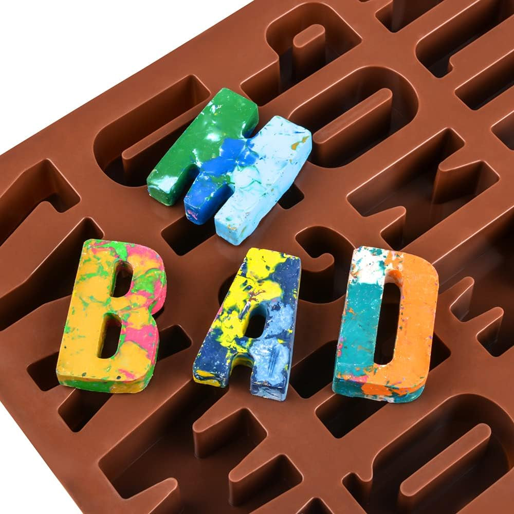 26 Cavities Large Letter Molds Silicone Alphabet Mold for Crayon, Resin, Chocolate, Candy, Wax, Cake Baking Decor (1)