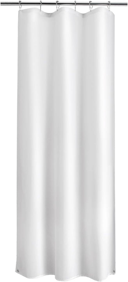 Small Stall Shower Curtain Liner Washable, 36 X 72 Inches, White Fabric Stall Shower Liner with 2 Magnets, Waterproof RV Shower Liner Soft Lightweight Polyester, White