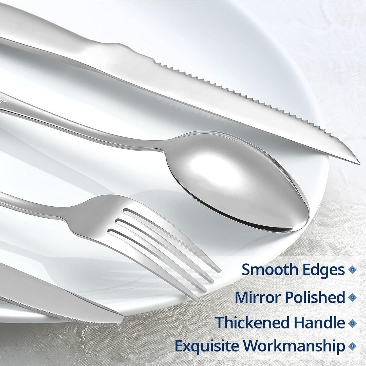 20-Piece Silverware Set Service for 4, Food Grade Stainless Steel Flatware Cutlery Set Kitchen Utensils Set with Steak Knives for Home Restaurant Hotel, Mirror Polished