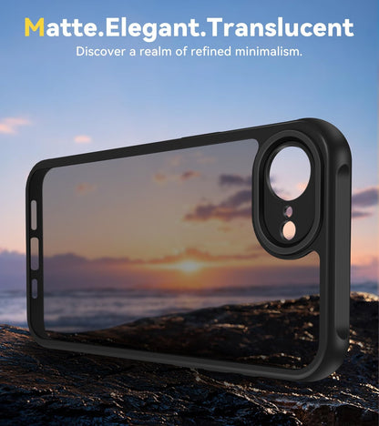 3-In-1 Case for Iphone 16E 6.1" 2025 with 2 Pack Tempered Glass Screen Protector [Military Grade Protection], Frosted Translucent Back Phone Cover- Matte Black