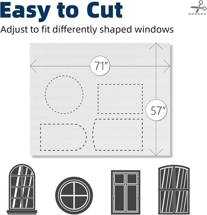 Portable Blackout Curtains 71"×57" Strong Hook and Loop Tape Strips with Adhesive,Blackout Shades That Can Be Cut,100% Blackout Material Window Blinds for Baby Nursery or Travel Use-White V3