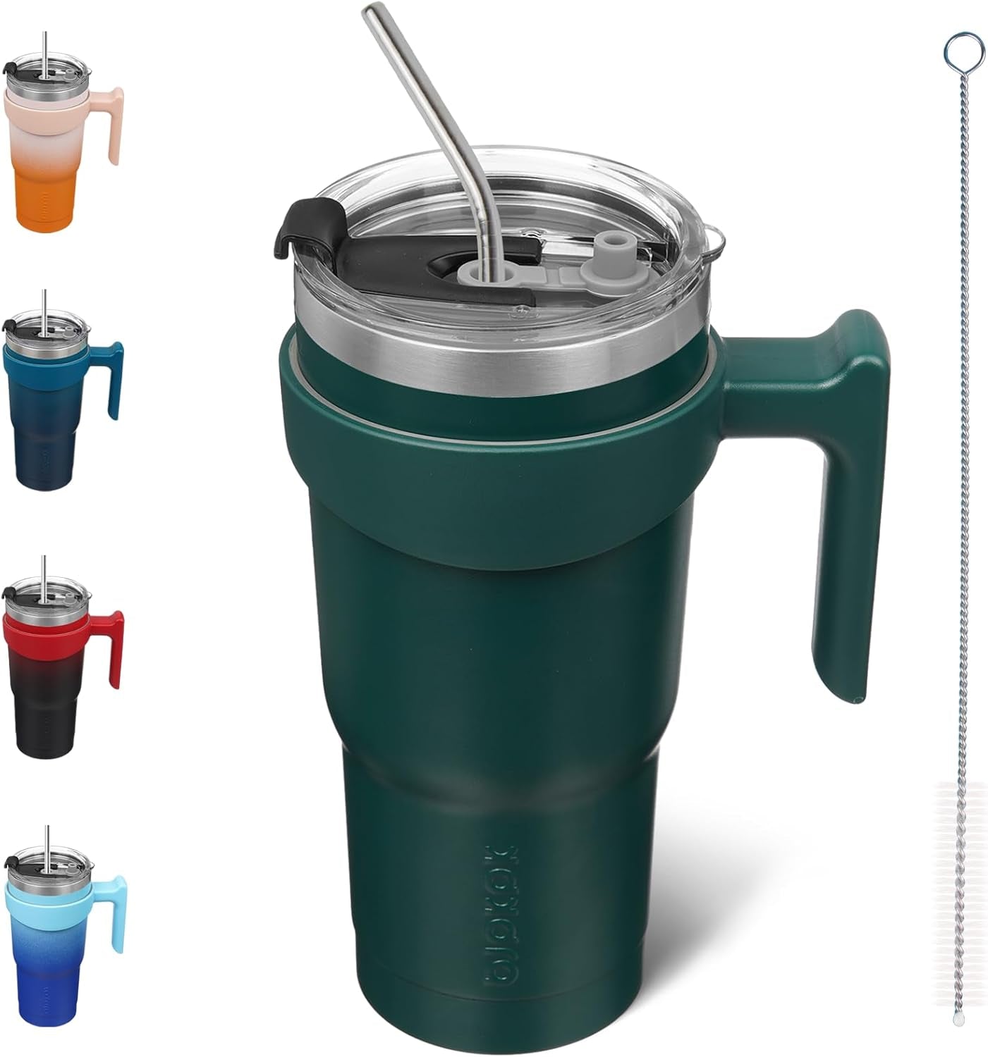 20 Oz Tumbler with Handle Stainless Steel Insulated Tumbler with Lid and Straw Travel Coffee Cups for Women and Men,Army Green