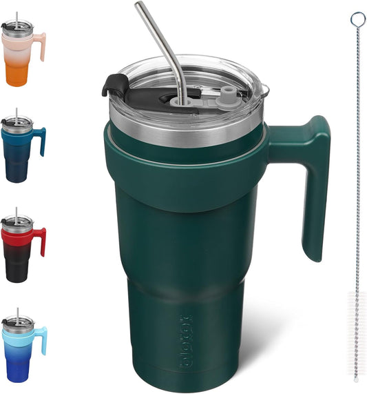 20 Oz Tumbler with Handle Stainless Steel Insulated Tumbler with Lid and Straw Travel Coffee Cups for Women and Men,Army Green