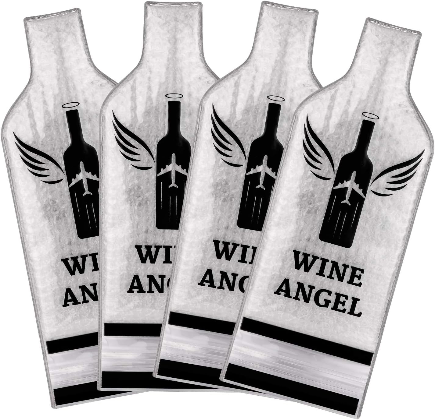 [UPGRADED PROTECTION] 4 Set (8 Pcs) Reusable Wine Bags for Travel, Wine Travel Protector, Bottle Travel Sleeve Case for Airplane, Car, Cruise, TRIPLE Protection Luggage Leak-Proof Safety Impact Resist