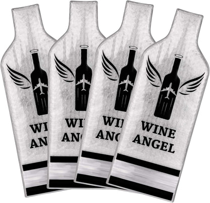 [UPGRADED PROTECTION] 4 Set (8 Pcs) Reusable Wine Bags for Travel, Wine Travel Protector, Bottle Travel Sleeve Case for Airplane, Car, Cruise, TRIPLE Protection Luggage Leak-Proof Safety Impact Resist