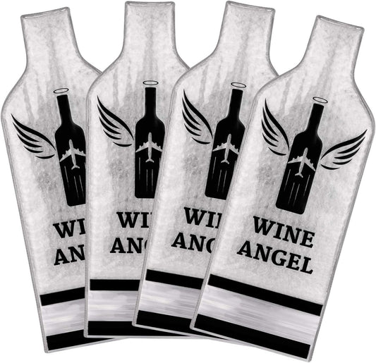 [UPGRADED PROTECTION] 4 Set (8 Pcs) Reusable Wine Bags for Travel, Wine Travel Protector, Bottle Travel Sleeve Case for Airplane, Car, Cruise, TRIPLE Protection Luggage Leak-Proof Safety Impact Resist