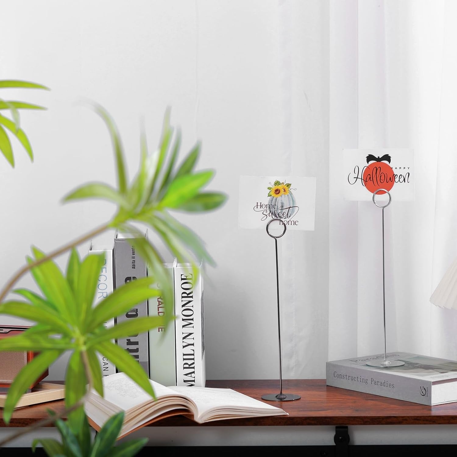 24PK Table Number Holders Place Card Holders 12 Inch Table Card Holders Steel Card Holders for Photos, Food Signs, Memo Notes, Weddings, Restaurants, Birthdays (Black 24PK)