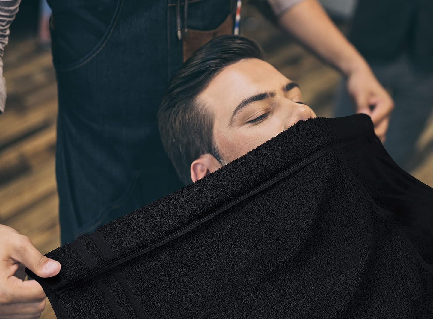 Cotton Bleach Proof Salon Towel 16 by 27 Inches, Bleach Safe Gym 100% Cotton Hand Towel, 24 Pack, Black