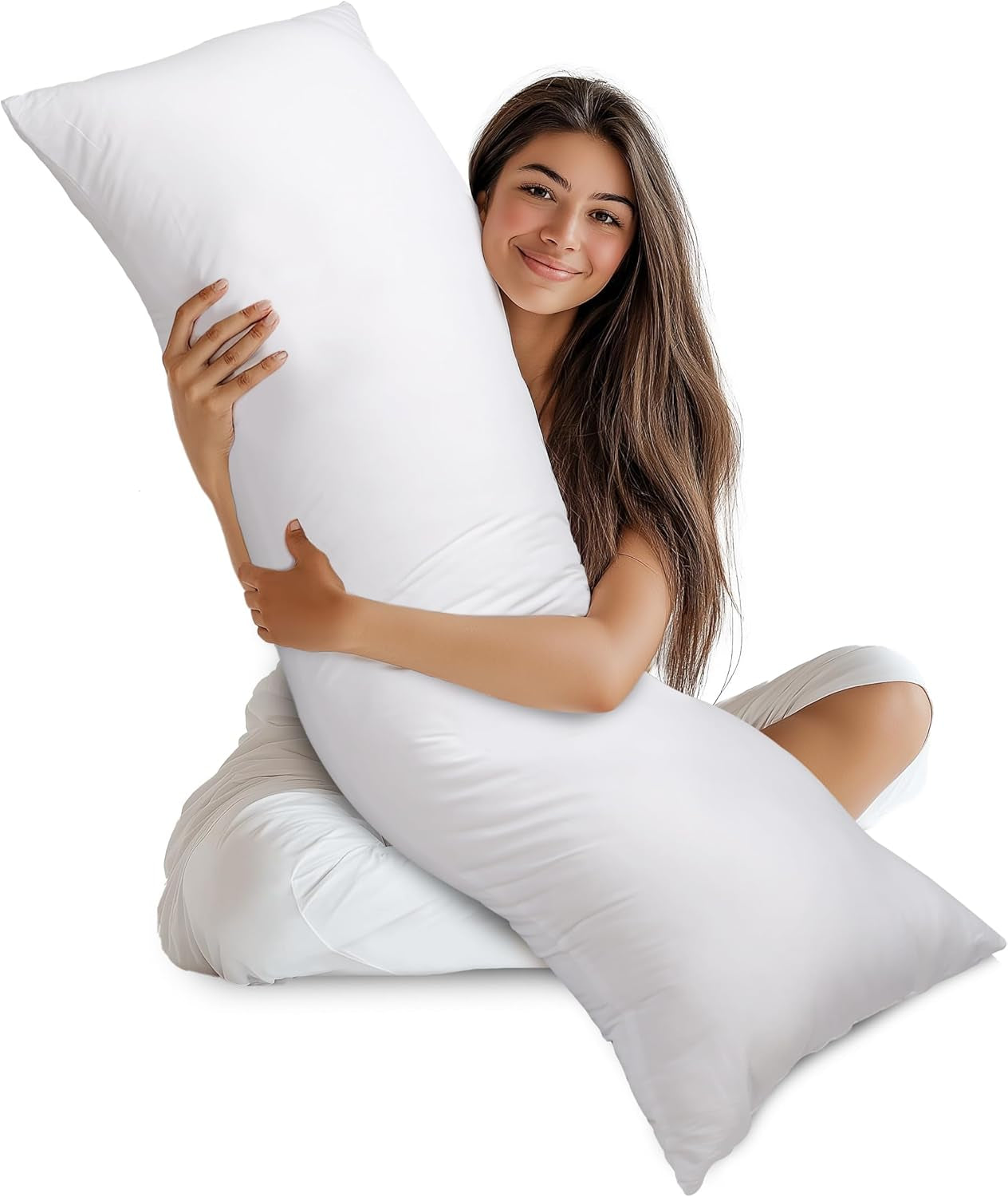 Full Body Pillow for Adults (White, 20 X 54 Inch), Long Pillow Insert for Sleeping, Ideal for Side Sleepers