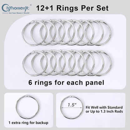 2 Panels 100% Blackout Curtain Liners with 13 Rings, 100% Darkening Blackout Liner for 63 Inch Curtains, Each 40" Wx58 L, 2 Liners per Set with 14 Pieces Rings