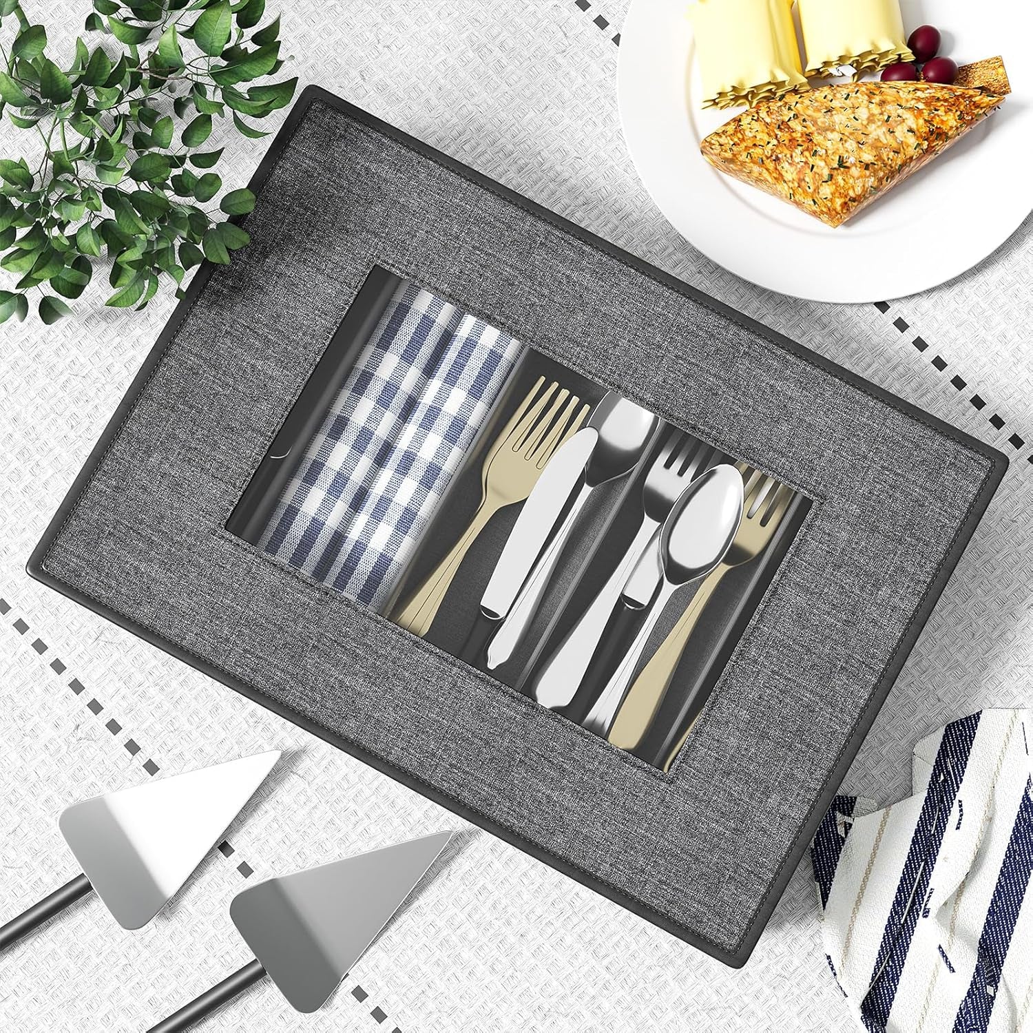 China Storage Containers - 6 Piece Set Hard Shell Box for Moving Dishes, Plate, Dinnerware, Mugs, Silverware, Saucers Quilted Organizer Dividers for Packing Fine, Grey