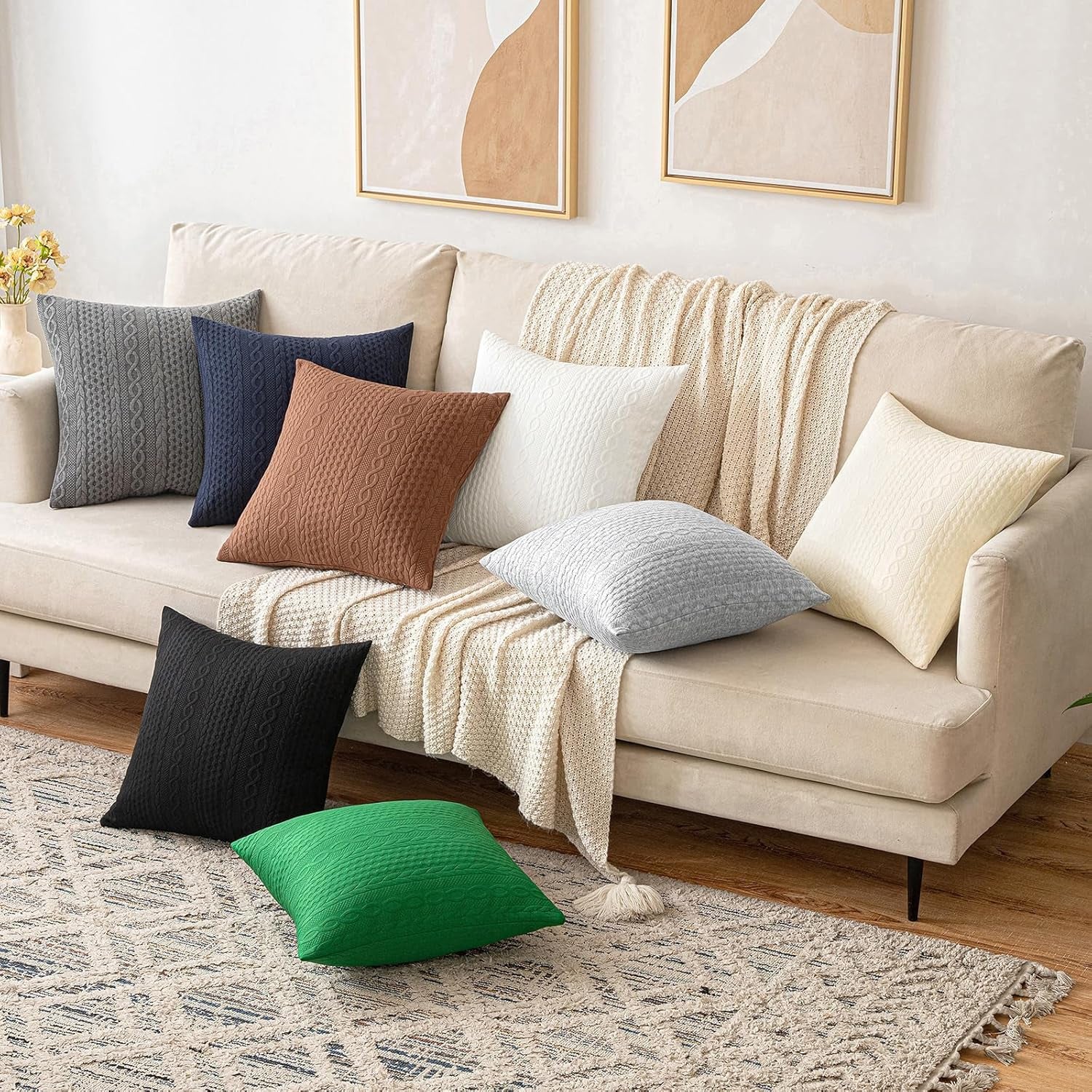 Fall Decorative Throw Pillow Covers Set of 2 Super Soft Modern Stretchy Embossed Patterned Cushion Covers for Halloween Farmhouse Couch Sofa Livingroom Bed,Black 18X18 Inch