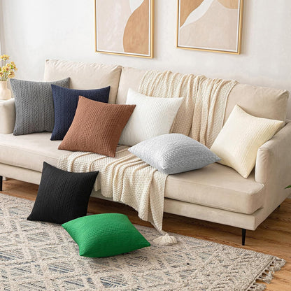 Fall Decorative Throw Pillow Covers Set of 2 Super Soft Modern Stretchy Embossed Patterned Cushion Covers for Halloween Farmhouse Couch Sofa Livingroom Bed,Black 18X18 Inch