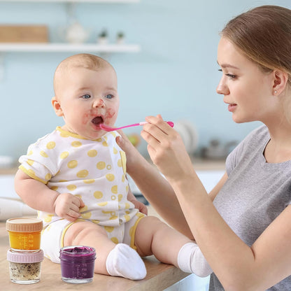 6-Pack Glass Baby Food Storage Containers - 4 oz Jars with Lids, Microwave and Dishwasher Safe, Freezer Safe, 100% Leak Proof, BPA Free, Reusable
