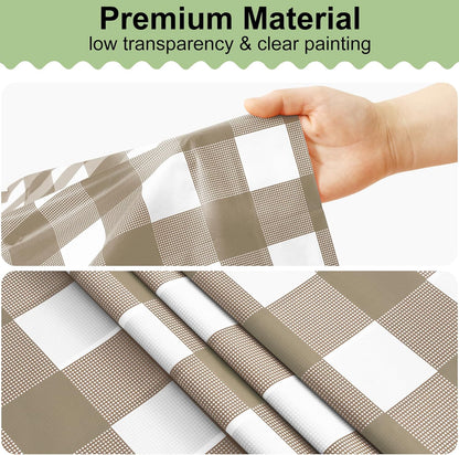 4 Packs Buffalo Disposable Table Cloth, 54 X 108 Inch Waterproof Plastic Tablecloth, Rectangle Khaki and White Checkered Table Covers for Fall, Thanksgiving Decorations