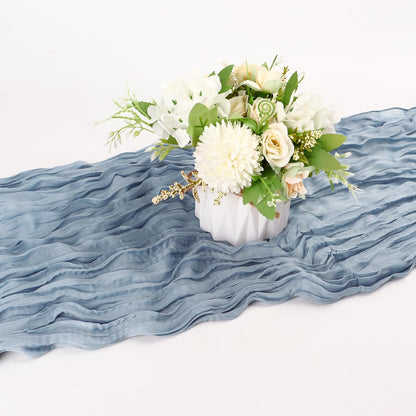 Dusty Blue Cheese Cloth Table Runners, 35X120 Inch Boho Gauze Sheer Cheese Cloth Table Runner for Party Birthday Wedding Bridal Baby Shower Dining Decorations