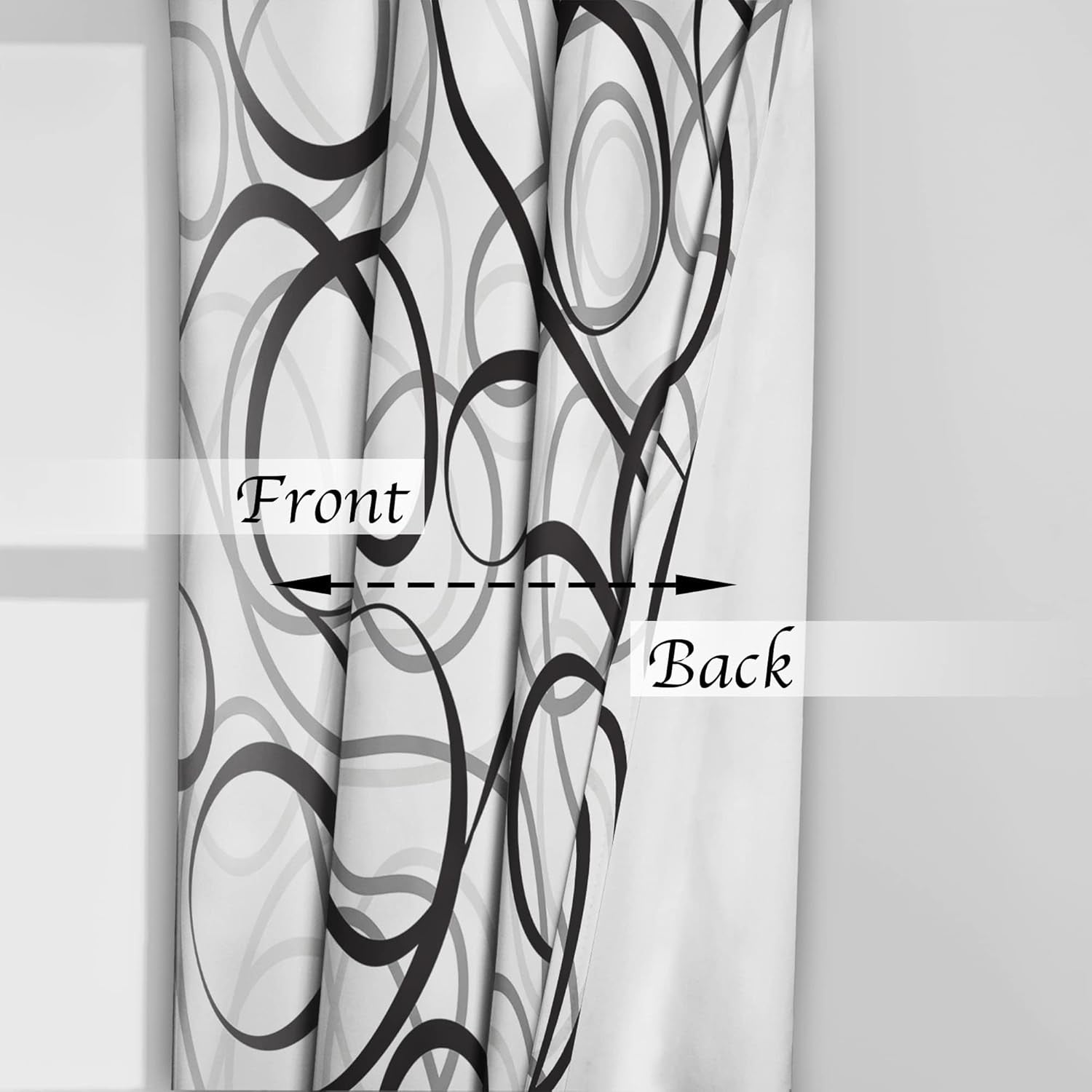 Black Grey White Geometric Curtains 2 Panels Sets Abstract Line Modern Art Pattern Window Treatments Room Darkening Heat Blocking Elegant Curtain Decor for Living Room Bedroom 52X84 Inches