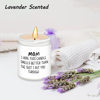 Mothers Day Gifts from Daughter Son,Birthday Gifts for Mom, Her, Bonus Mom, Mother (Mom I Hope This Candle-White)