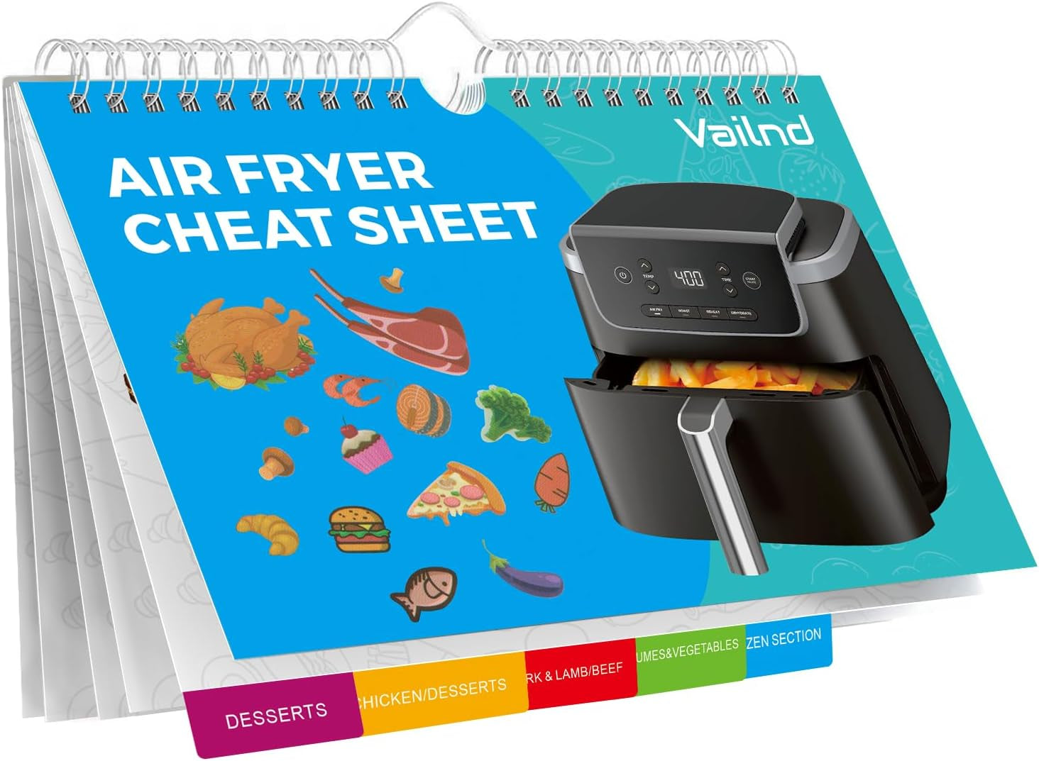 Air Fryer Cheat Sheet Magnets Cooking Guide Booklet - Air Fryer Cooking Guide - Air Fryer Accessories Cookbook Kitchen Gadgets - 2025 Air Fryer Quick Reference Cooking Times Chart for Frying