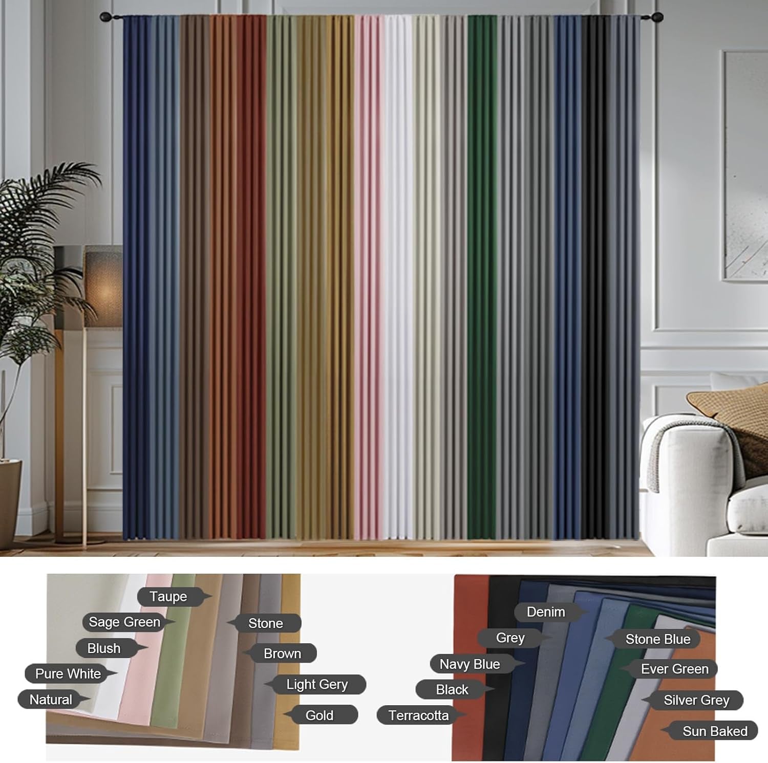 Denim Blue Blackout Curtains 36 Inches Long 2 Panels, Solid Thermal Insulated Half Window Curtains for Kitchen Bathroom, Modern Rod Pocket Back Tab Short Window Treatments, 40Wx36L