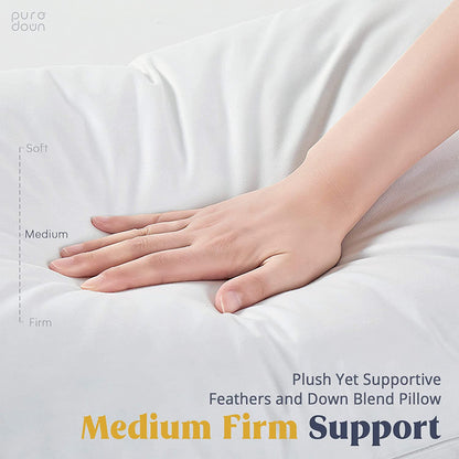 ® Goose Feathers and down White Pillows with 100% Cotton Cover, Bed Sleeping Hotel Collection Pillows Set of 2, Standard Size