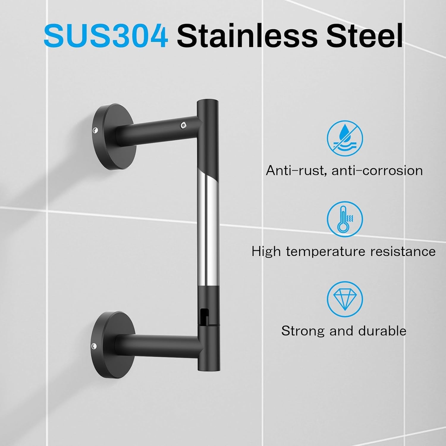 Toilet Paper Holder Wall Mount Screw-In Matte Black Bathroom Toilet Paper Roll Holders Stainless Steel Tissue Holder for Bathroom Hardware Accessories